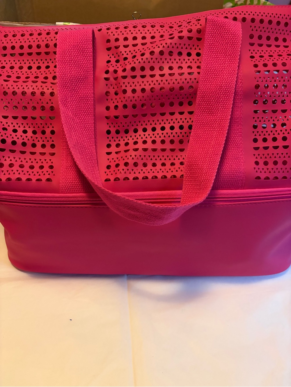 Hot Pink Perforated Beach Bag